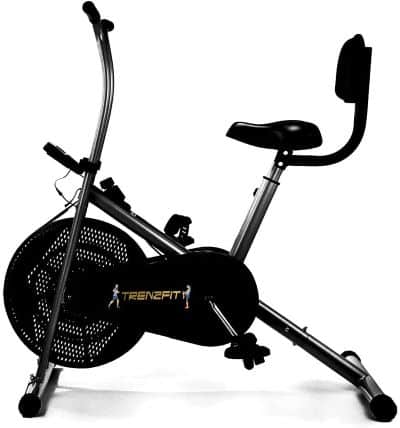 TRENZFIT AIR BIKE BLACK with back support Indoor Stationary Exercise Cycle